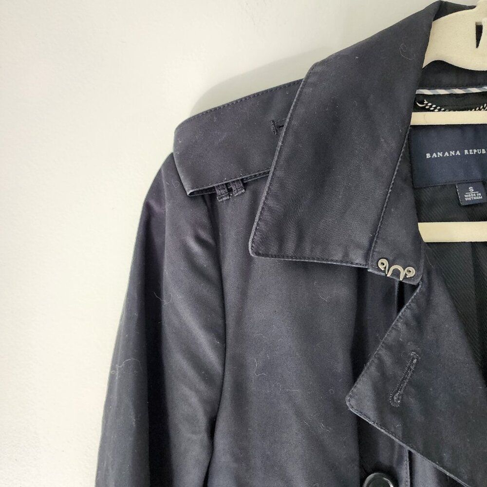 Banana Republic Navy Double-Breasted Trench Coat - Picture 2 of 9